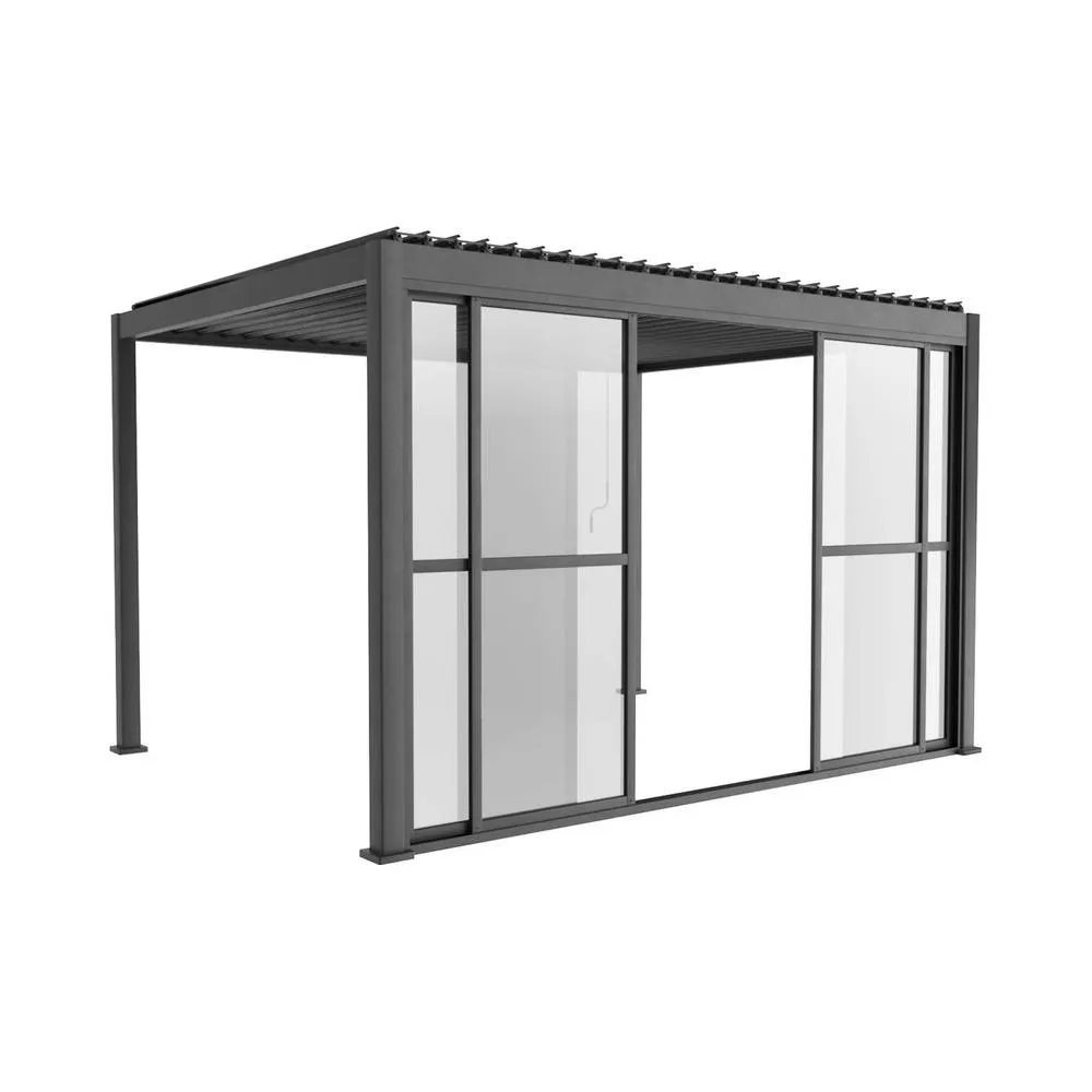 sweeek Sliding door aluminium 4m for Triomphe pergola in Dark Grey 2