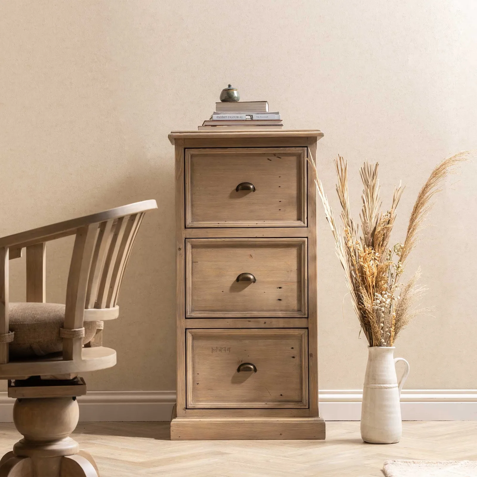 Verberie 3 Drawer Filing Cabinet, Neutral Wood | Barker & Stonehouse 2