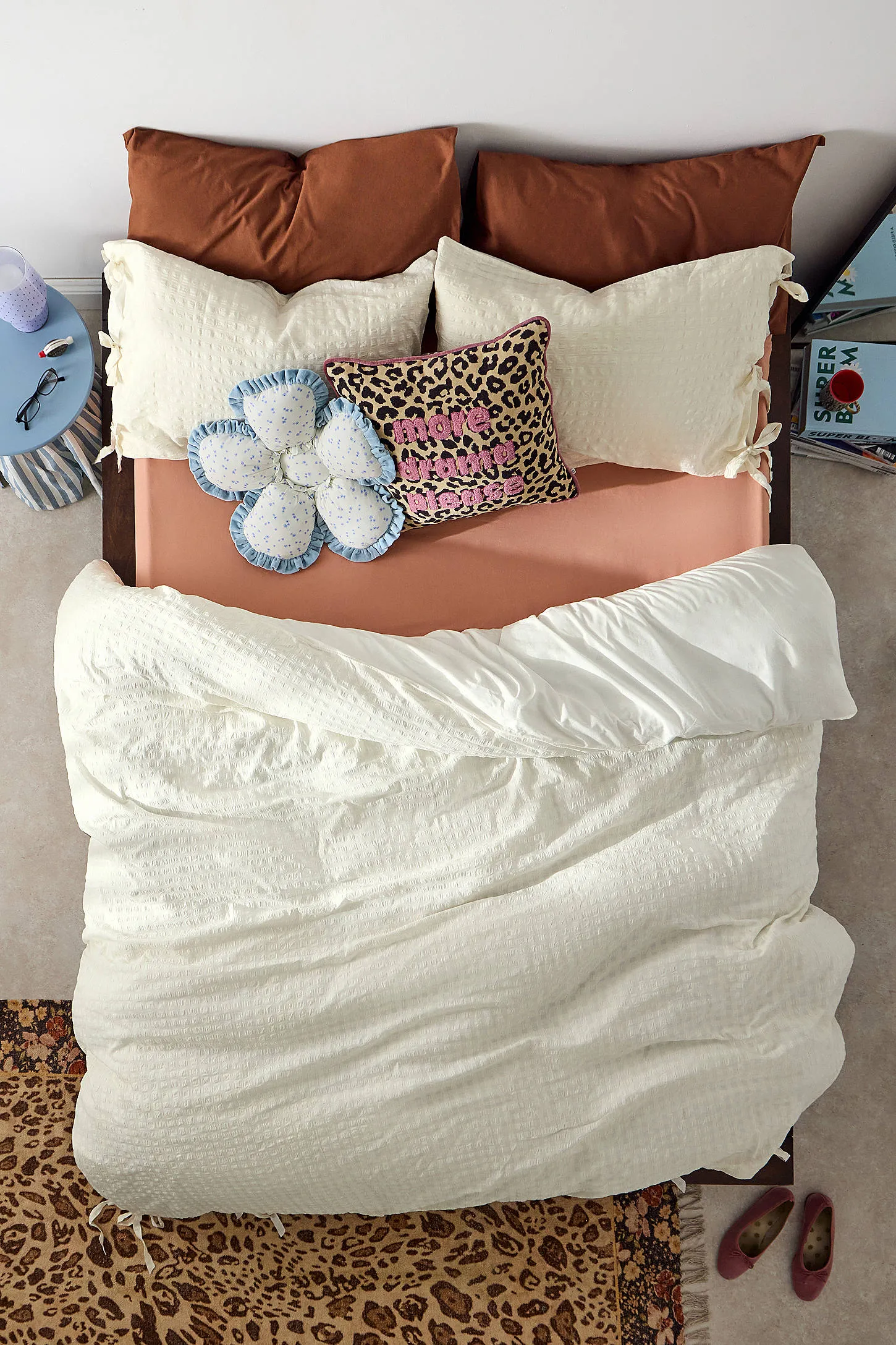 White Seersucker Duvet Set - White