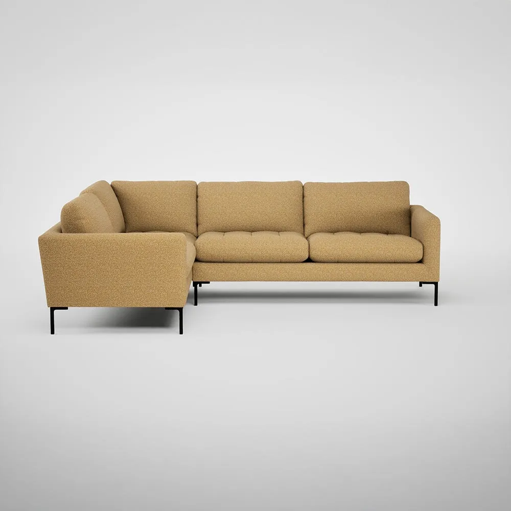 Heal's Eton Left Hand Facing Corner Sofa Boucle Tweed Citrine Black Feet 1