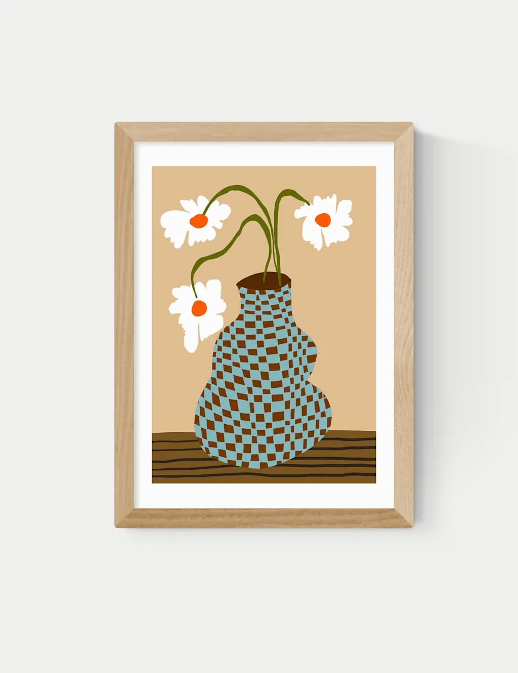 East End Prints Party Floral Pottery Framed Art Print Natural