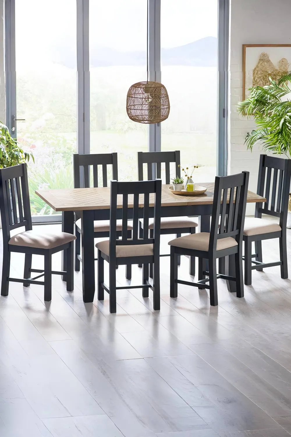 Julian Bowen Bordeaux Rectangular Extending 4-6 Seater Dining Table in Dark Grey 2