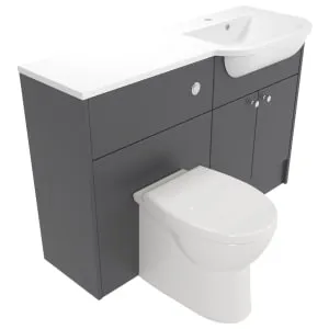 Deccado Benham Charcoal Grey Right Hand 1200mm Fitted Vanity & Toilet Pan Unit Combination with Right Hand Basin 2