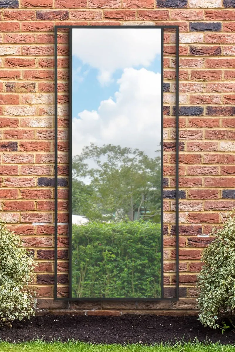 MirrorOutlet Black Modern Wall & Leaner Garden Mirror 79"x 35" 200x90cm 2