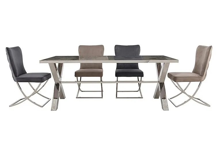 Vanquish Large Dining Table and 4 Chairs - Grey/Taupe - In Time for Christmas