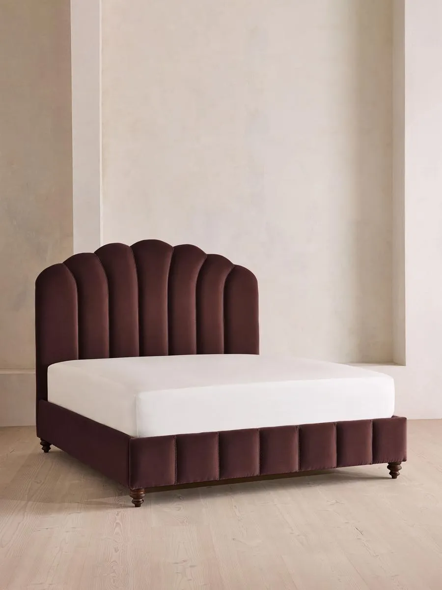 Manette Bed, with Twisted Cord, King, Velvet, Aubergine