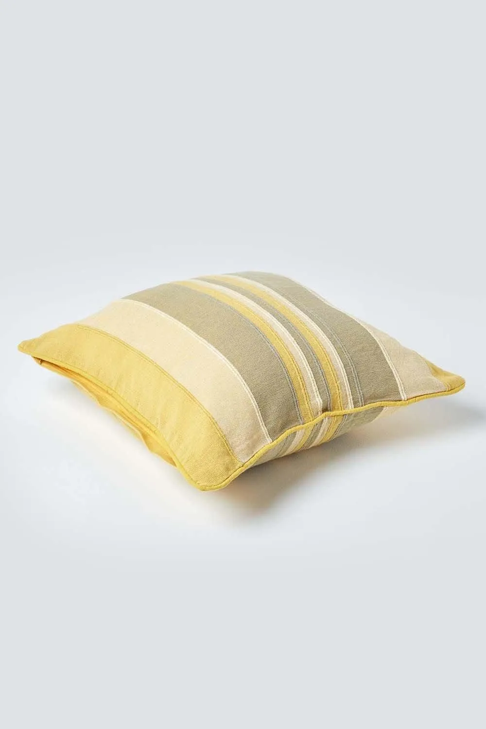 Homescapes Cotton Striped Morocco Cushion Cover in Yellow 3