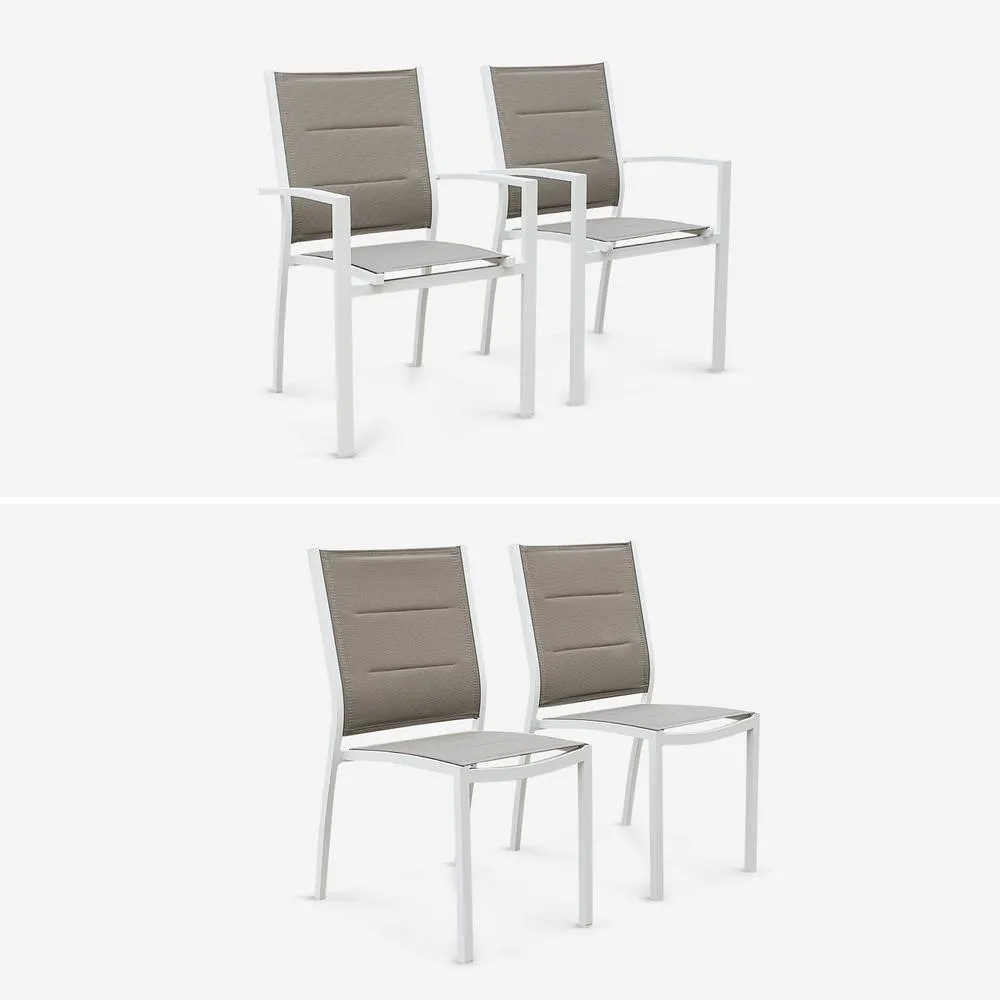 sweeek 8-seater Extendable Aluminium Garden Table Set With Chairs in Brown 4