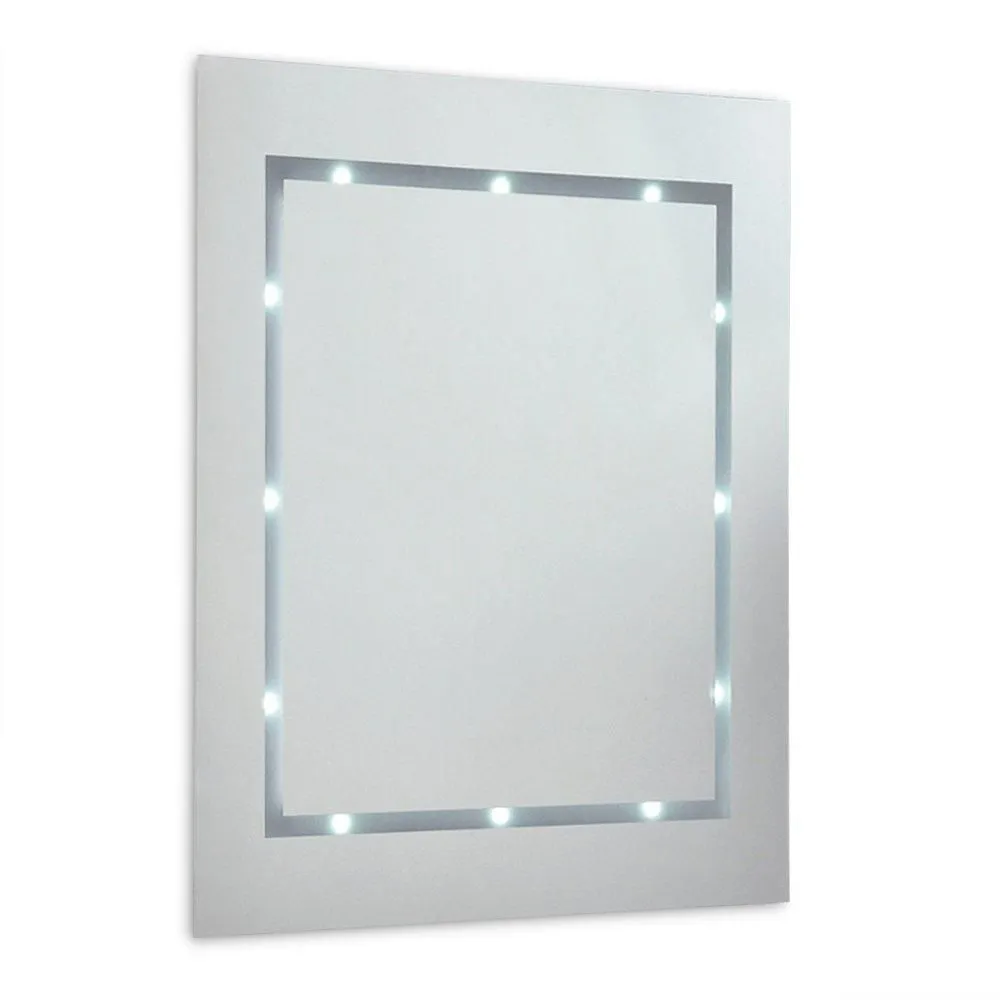 ValueLights Mirror IP44 Bathroom Battery Operated Integrated Cool White LED Mirror Light in Silver