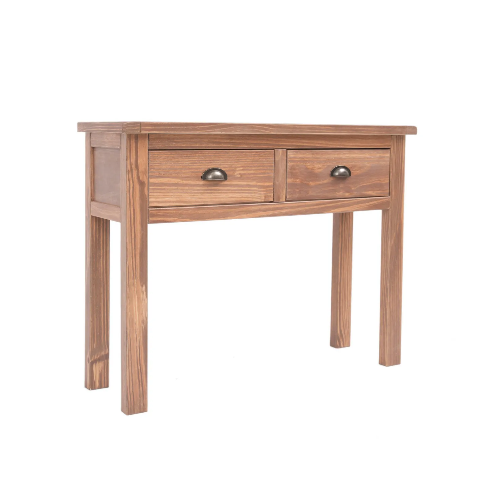 Cabinet Bits Padua Lacquered 2 Drawer Console Table Brass Cup Handle in Light Brown 2