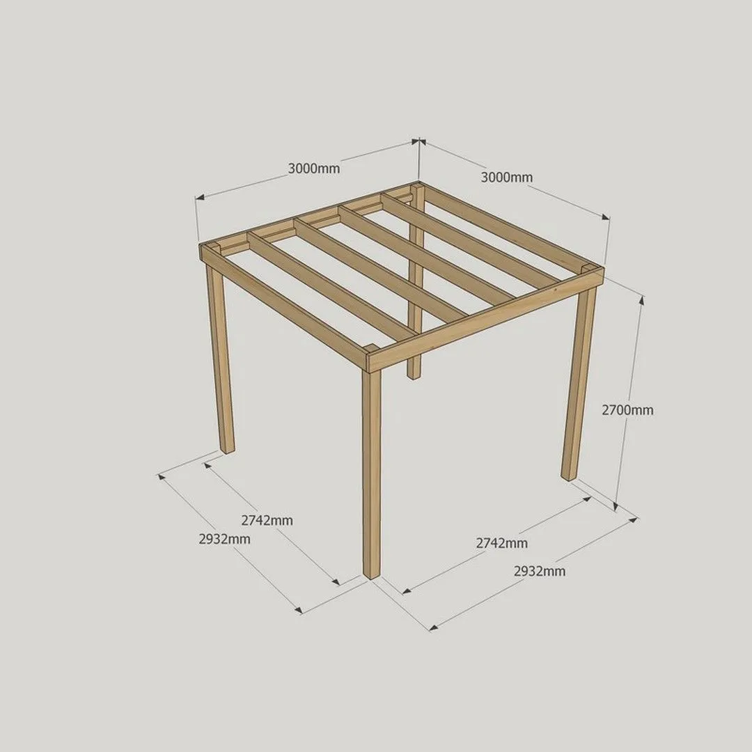Rutland County Garden Furniture Ltd Garden Pergola - Wood - L300 x W300 x H270 cm - Rustic Brown in Light Green 4