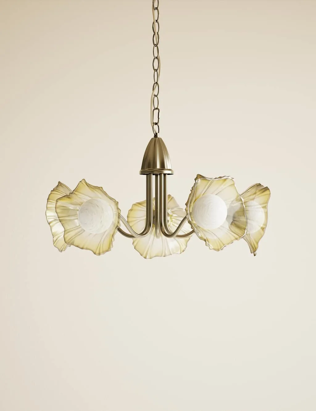 M&S Ombré Glass Flower Multi-light Cluster Antique Brass