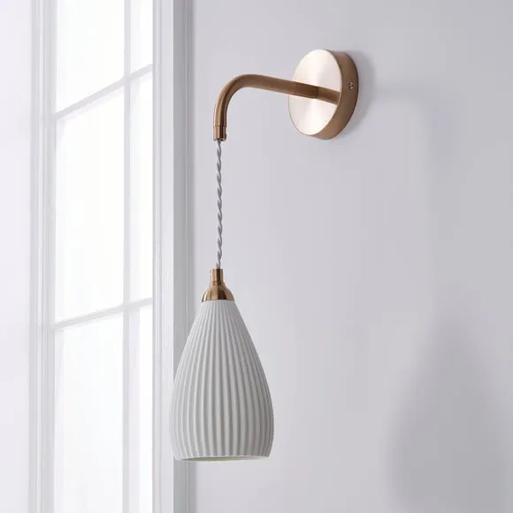 Dorma Purity Ribbed Porcelain Wall Light 2