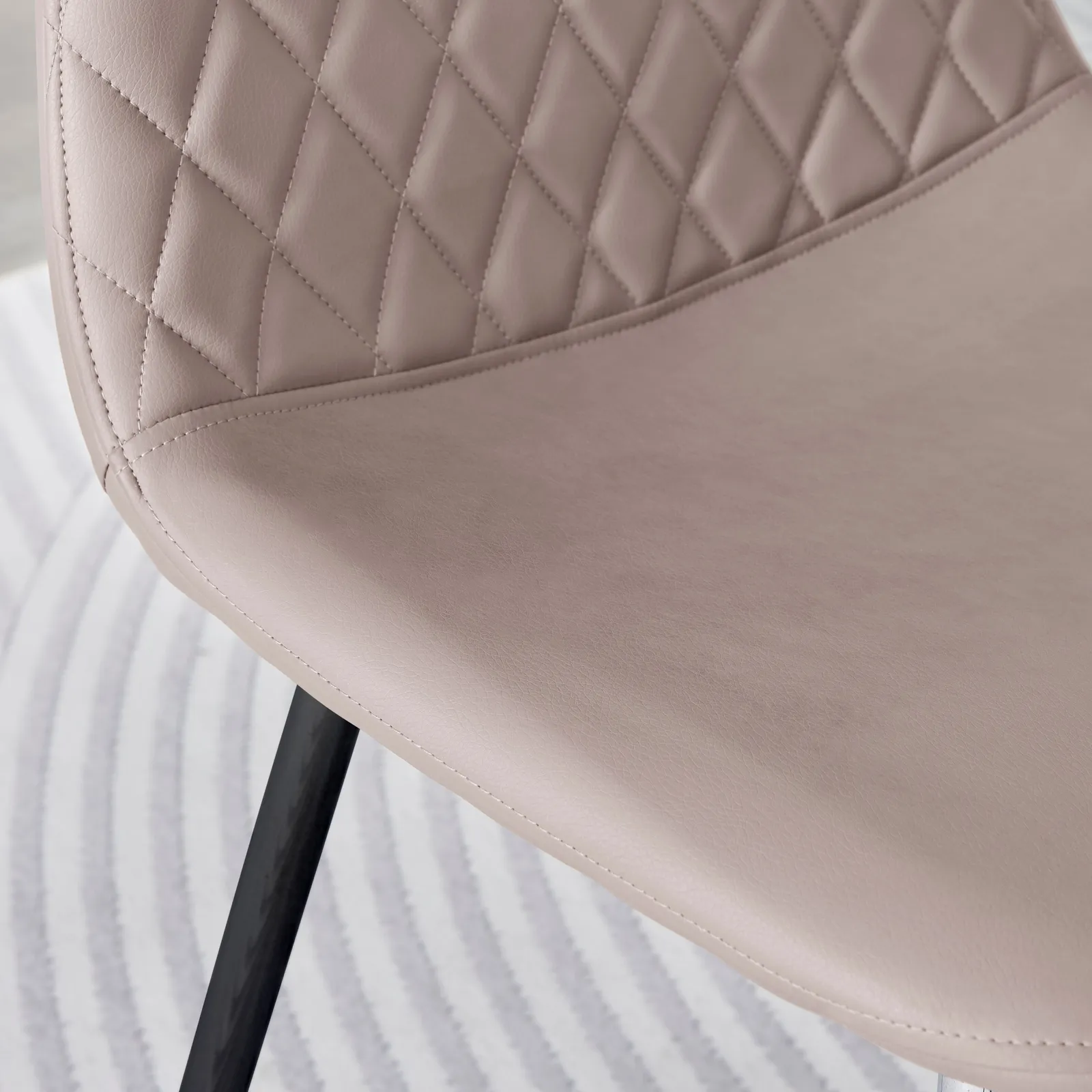 FurnitureboxUK 2x Corona Black Leg Faux Leather Dining Chair in Beige 4