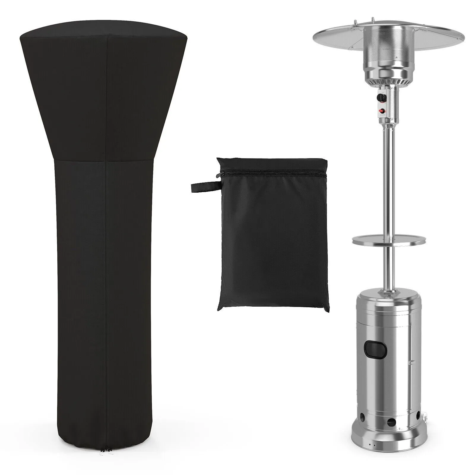 Costway Waterproof Patio Heater Cover Outdoor Patio Propane Heater Cover with Zipper in Black