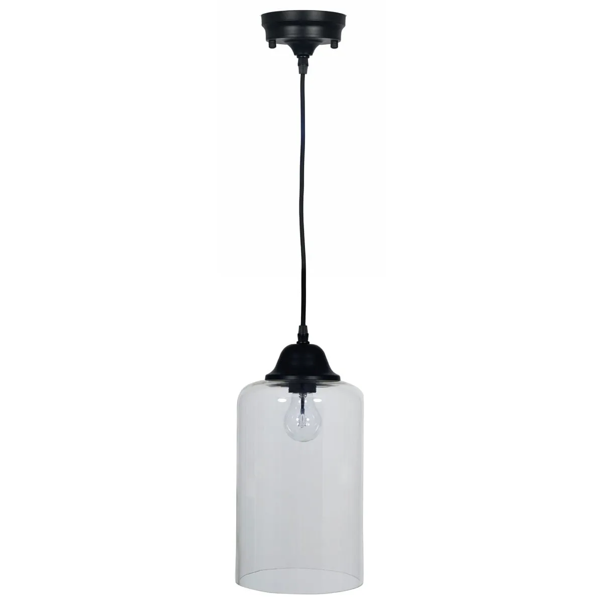 Clear Glass Drop Pendant Light, Black | Barker & Stonehouse