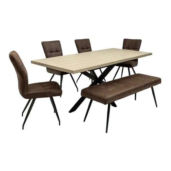 Dalton 4-6 Seater Large Extendable Dining Table, Brown 6