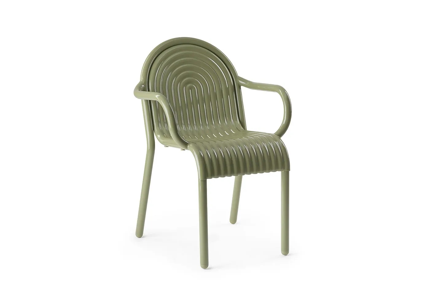 Tom Dixon Groove Outdoor Dining Armchair Moss 1