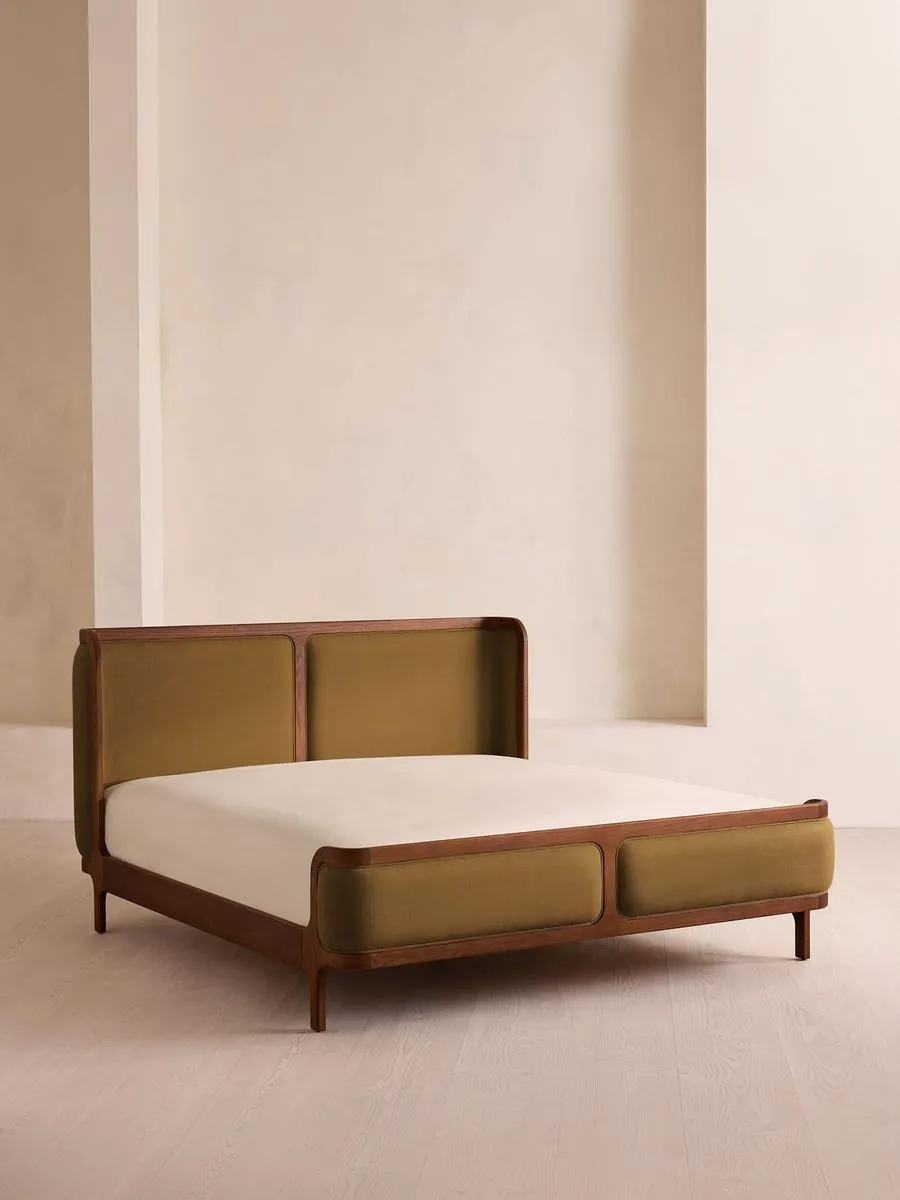 Belsa Bed, King, Linen, Ochre
