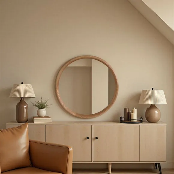 Yearn Solid Oak Round Wall Mirror 5