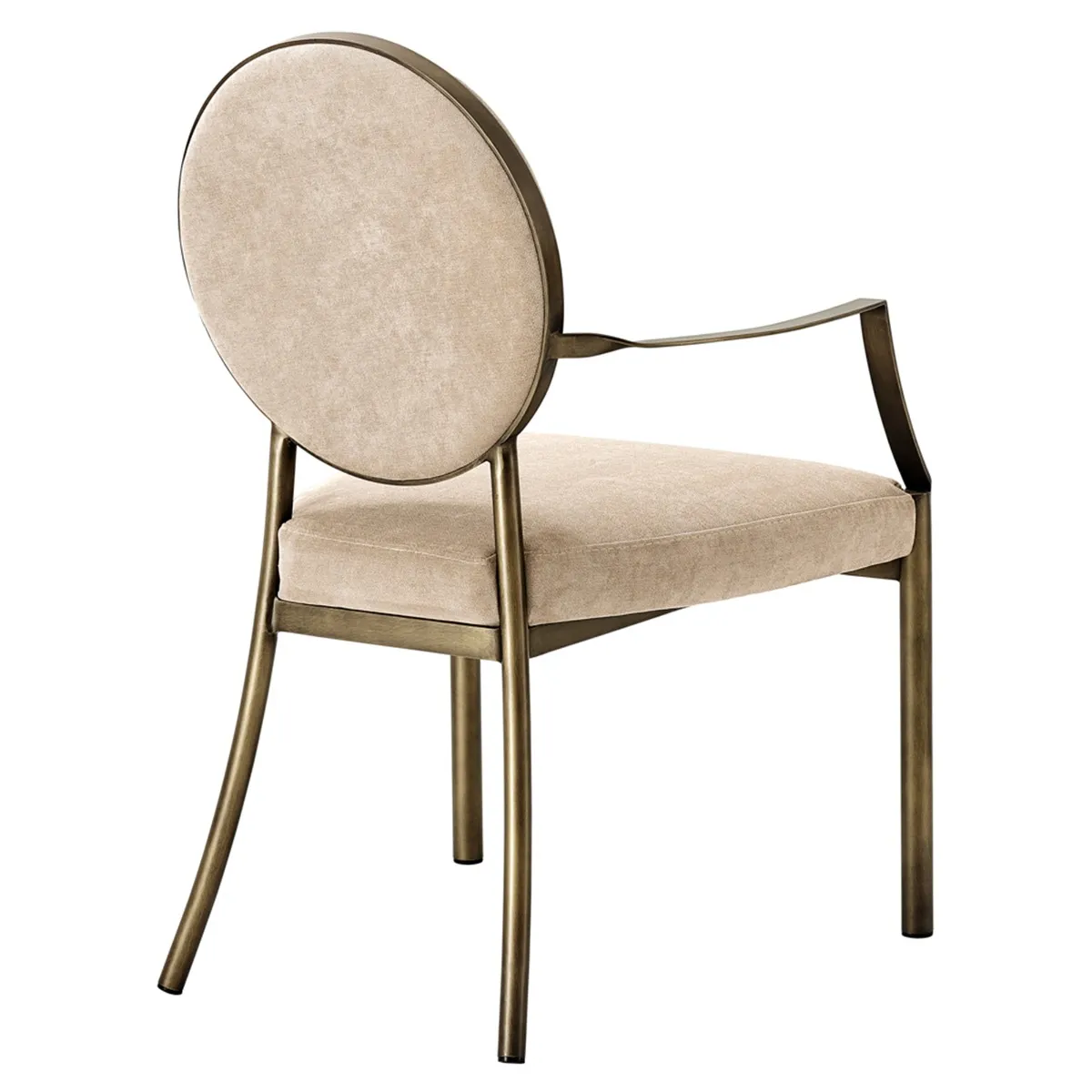 Eichholtz Scribe Dining Chair With Arms With Arm Dark Brass Greige Vel, Neutral Velvet | Barker & Stonehouse 3