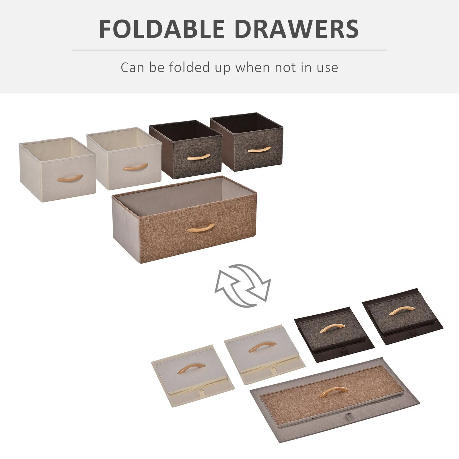 HOMCOM Drawers Storage Tower Dresser with Wood Top Steel Frame Storage in Brown 4