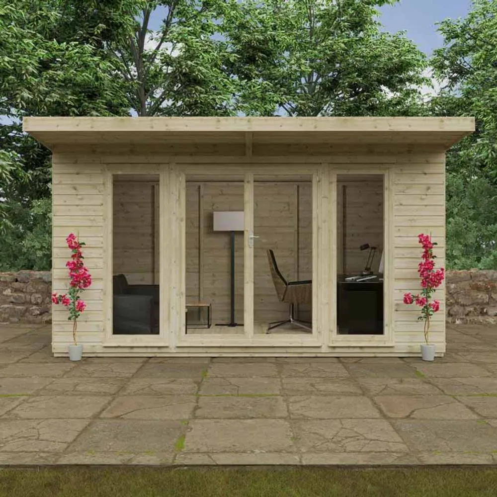 Buttercup Farm 14x8 Feet Tanalised Garden Studio 16mm Shed - Solid Wood/Softwood/Pine in Natural 4