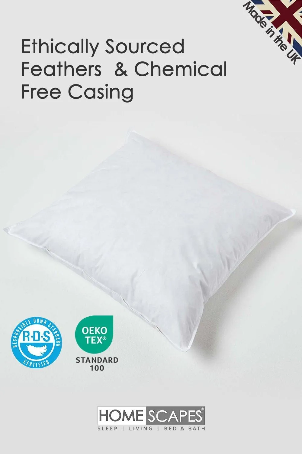 Homescapes Duck Feather Cushion Pads - Luxury Cushion Filler & Inserts in White 3