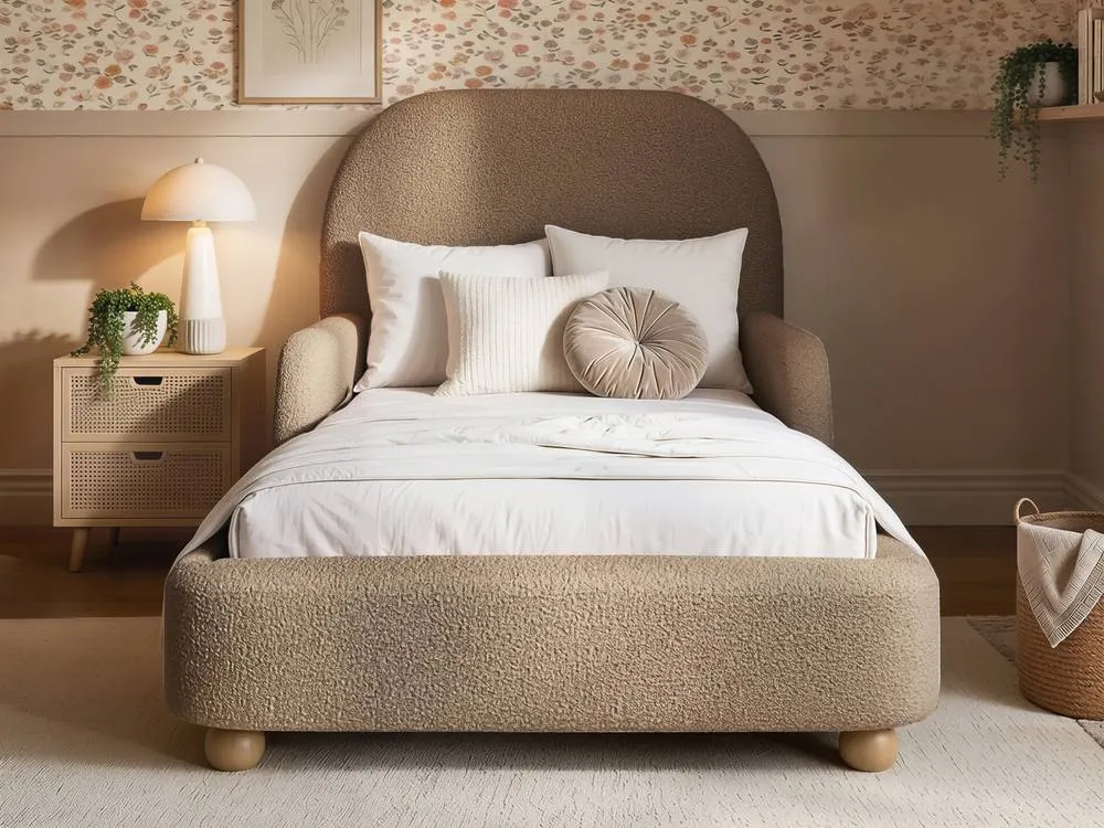 Flair Kira Upholstered Single Bed in Brown 2