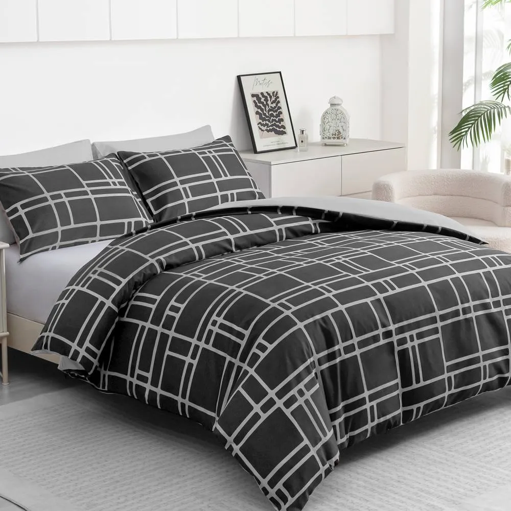 Grace Reversible Duvet Cover Sets Hypoallergenic Bedding Sets in Grey
