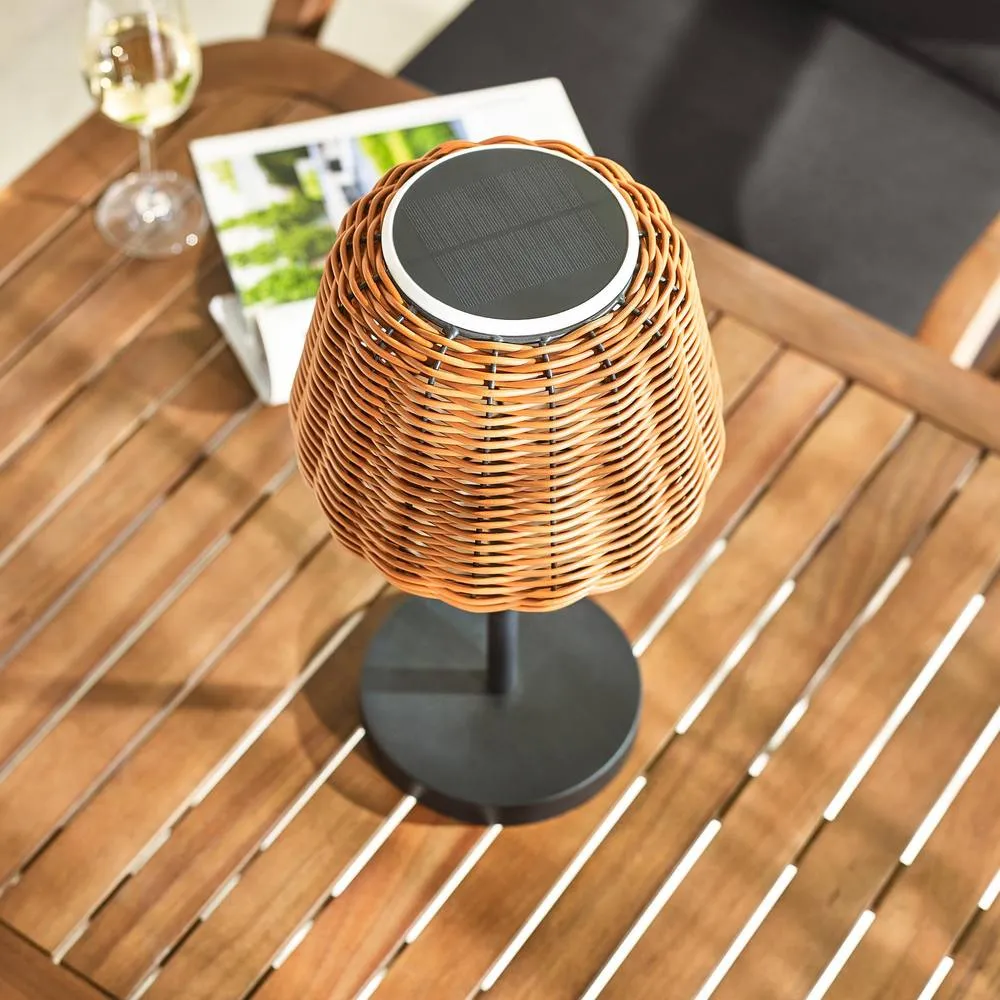 FurnitureboxUK Sundara Rattan Solar Outdoor Table Light in Brown 2