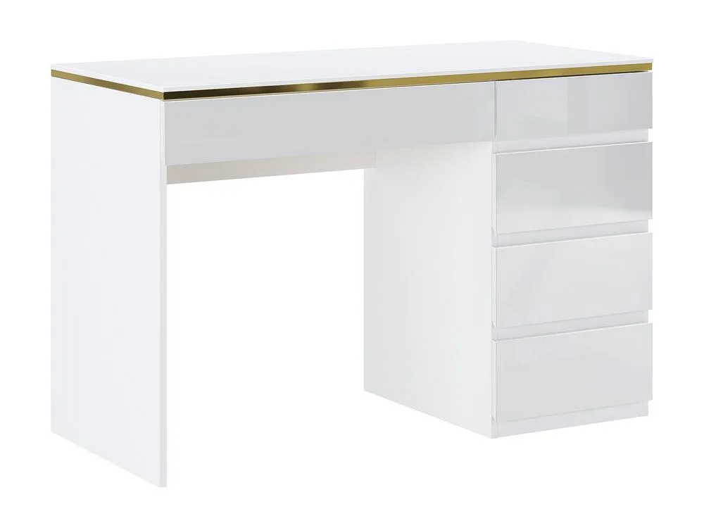 Vente-unique Desk - 5 Drawers - Glossy White & Gold - VUKIA 4