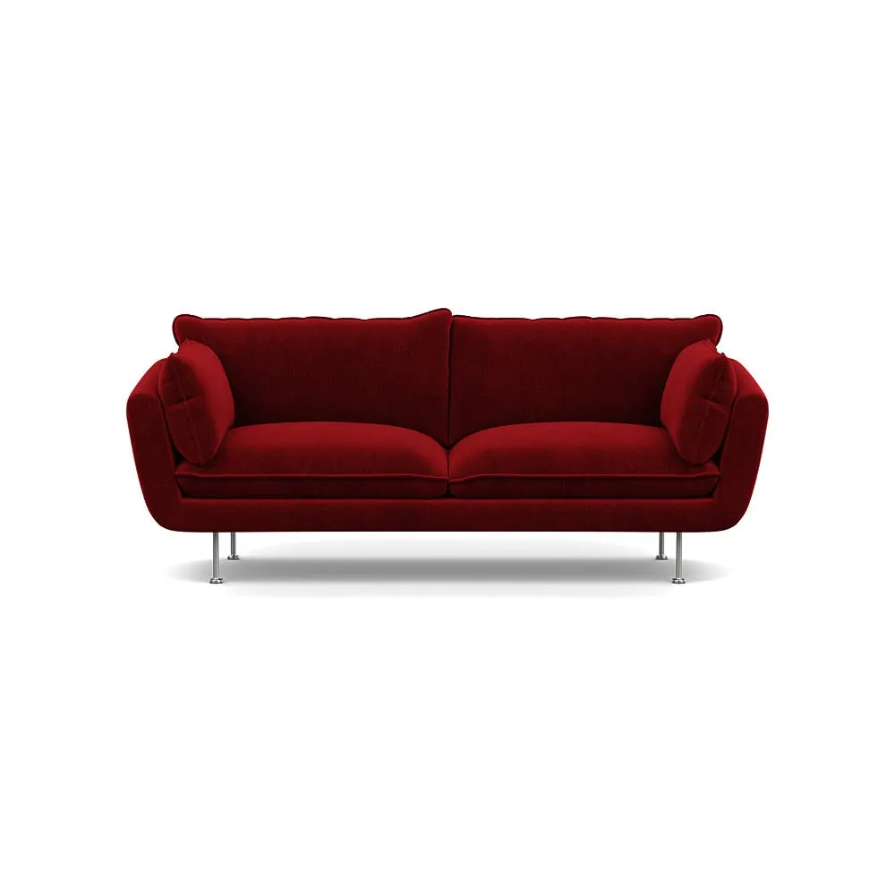 Heal's Allora 3 Seater Sofa Smart Luxe Velvet Mulberry Stainless Steel Feet
