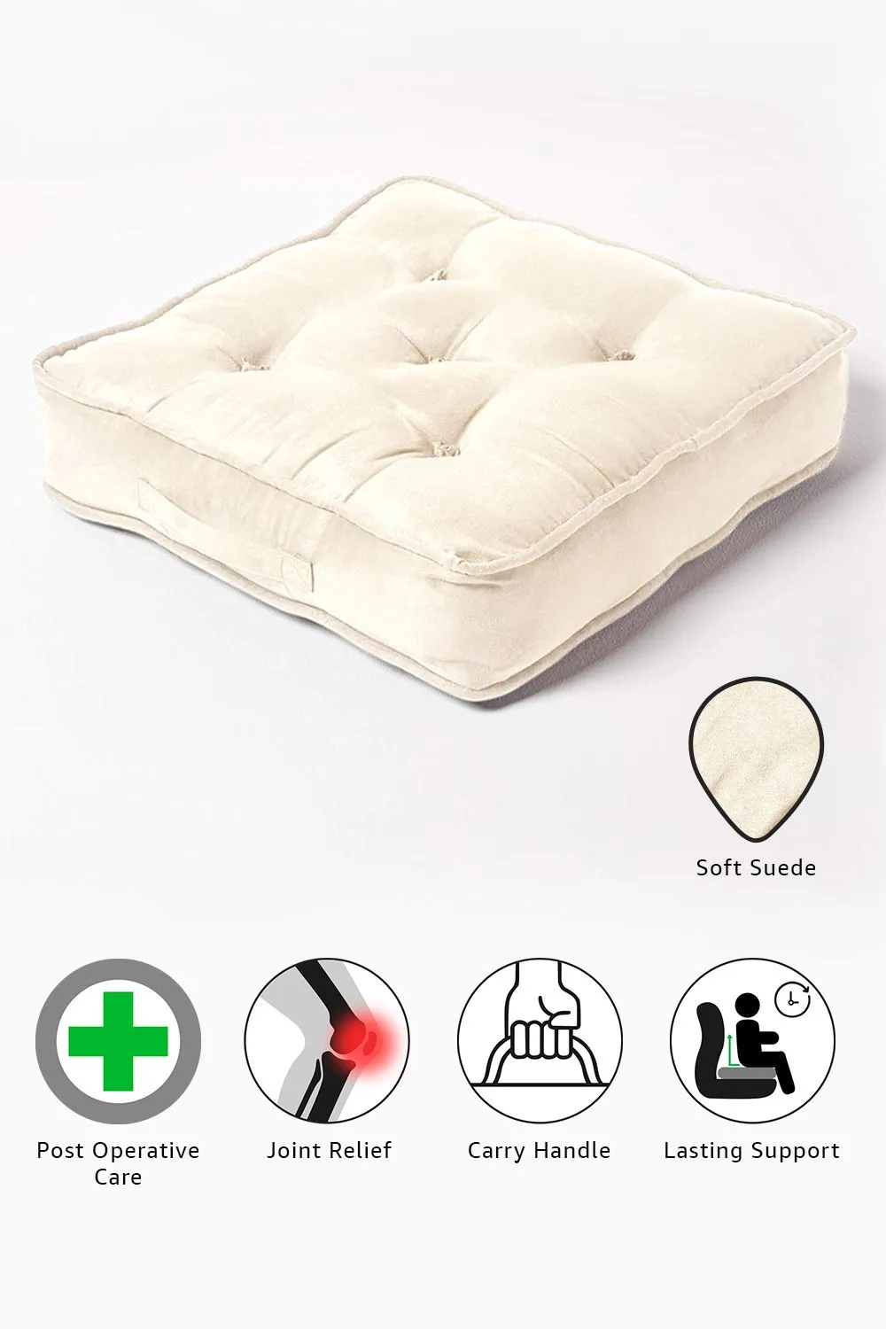 Homescapes Faux Suede Armchair Booster Cushion in Cream 5