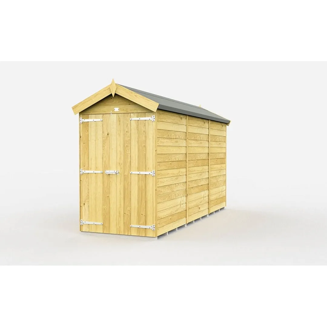 Buttercup Farm 4 x 11 Feet Apex Shed - Double Door W/O Window - L329 x W118 x H217 cm in Brown