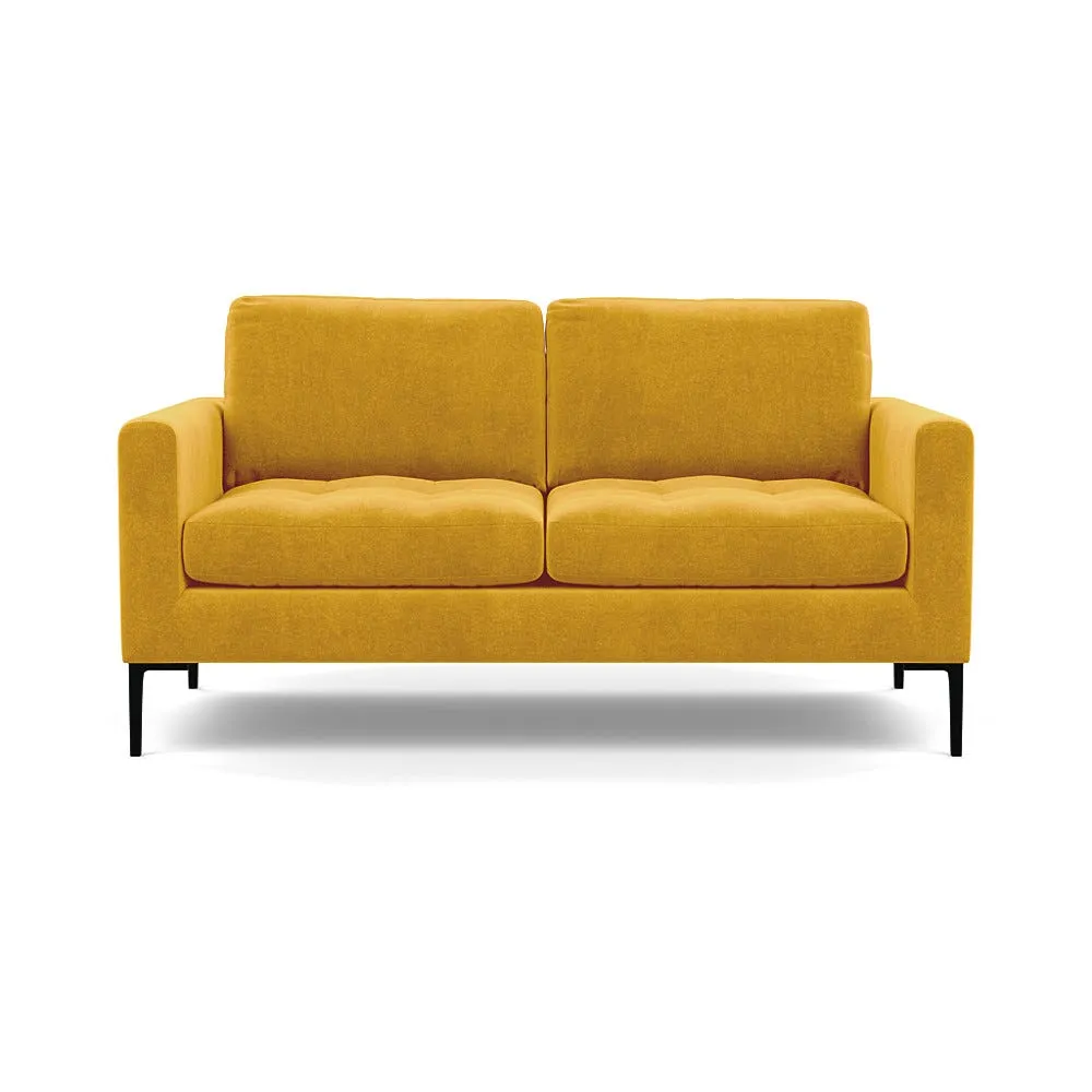 Heal's Eton 2 Seater Sofa Smart Luxe Velvet Canary Black Feet