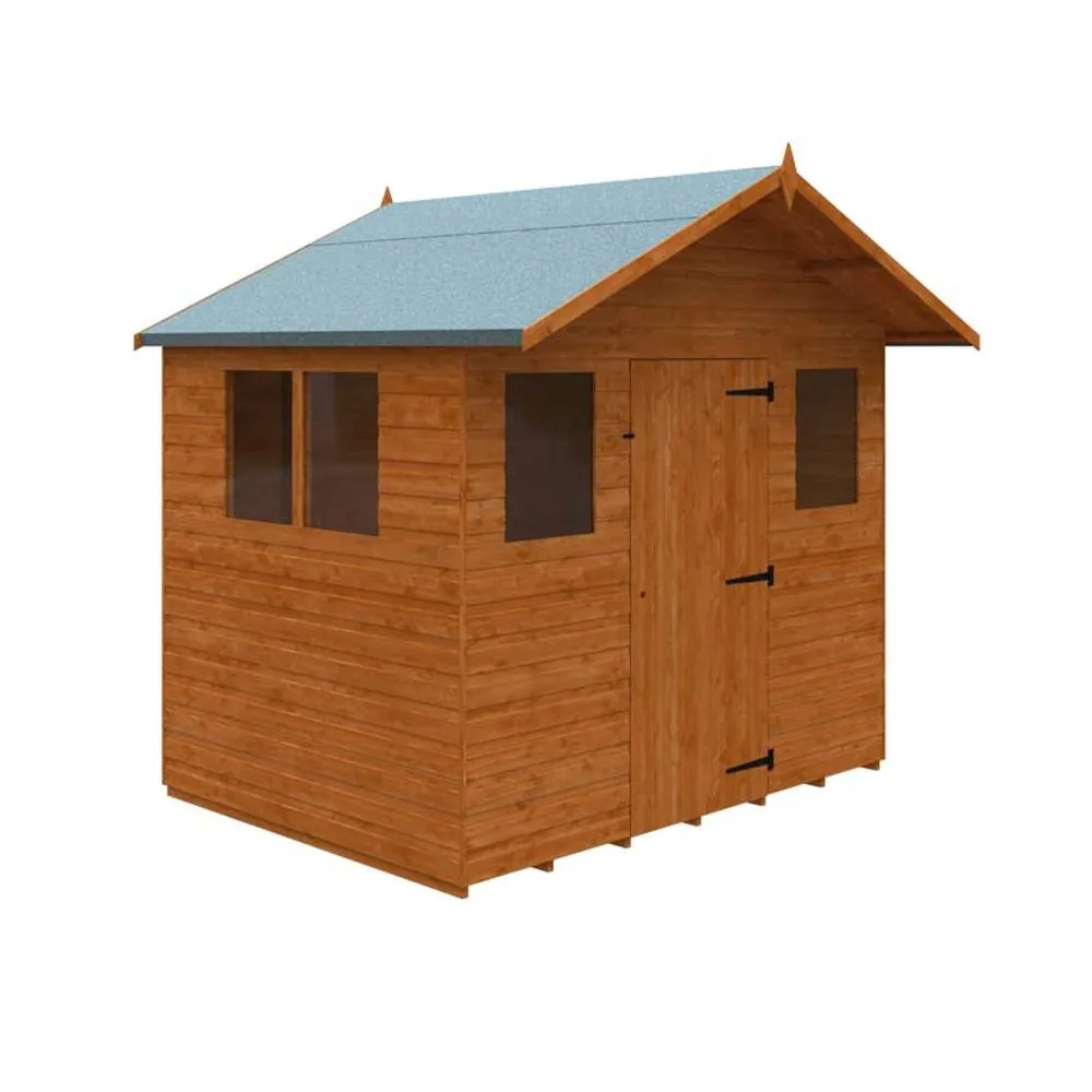 Buttercup Farm 6 x 8 Feet Cabin 12mm Shed - Solid Wood/Softwood/Pine in Burnt Orange
