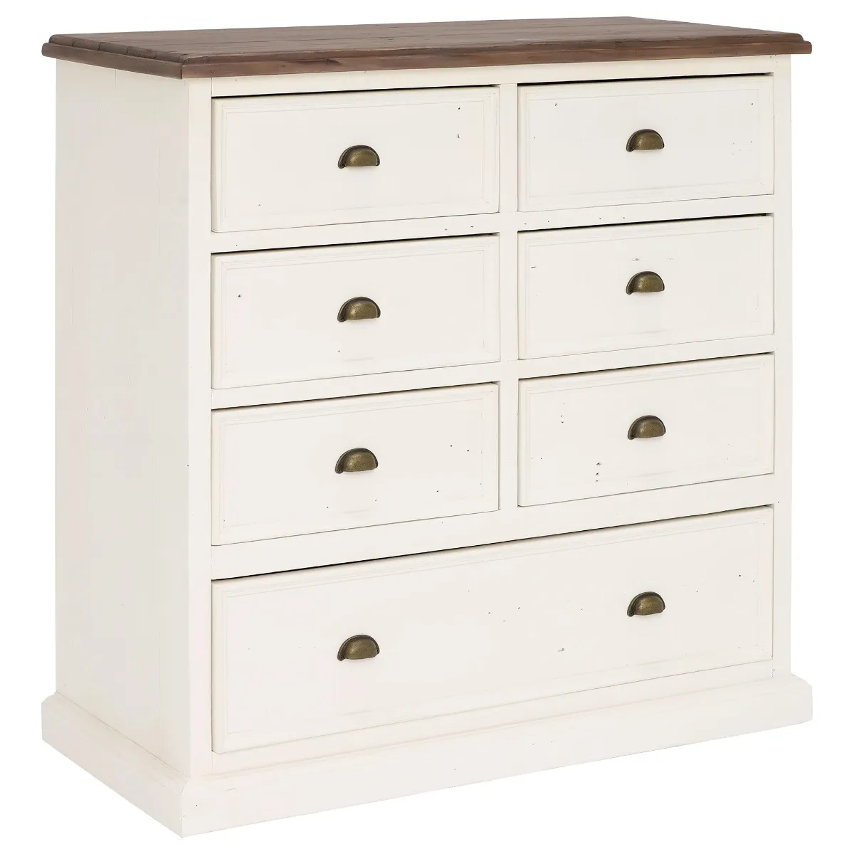 Carisbrooke Reclaimed Wood 7 Drawer Chest, Stucco White