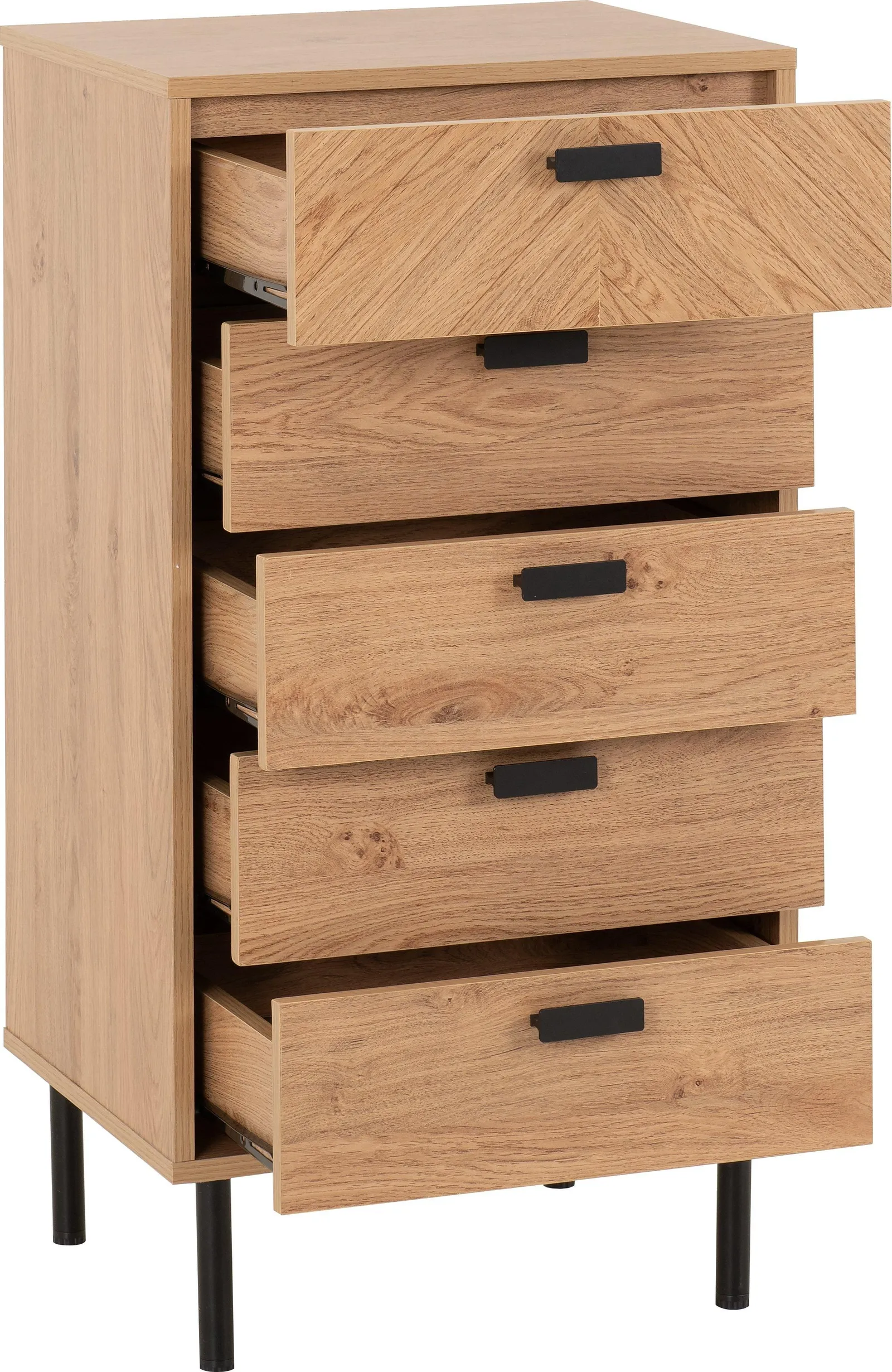 Seconique Leon 5 Drawer Narrow Chest in Natural 3