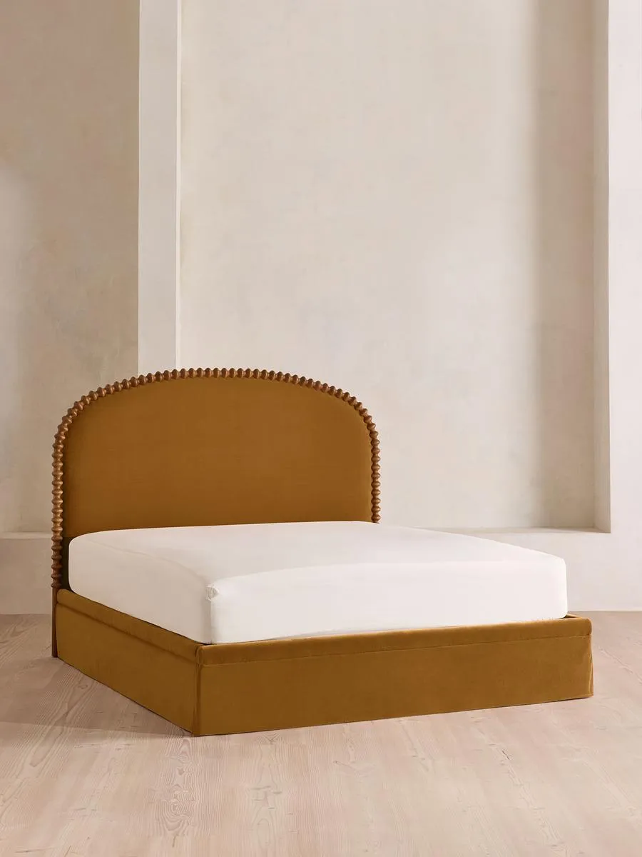 Mika Bed, Superking, Velvet, Mustard