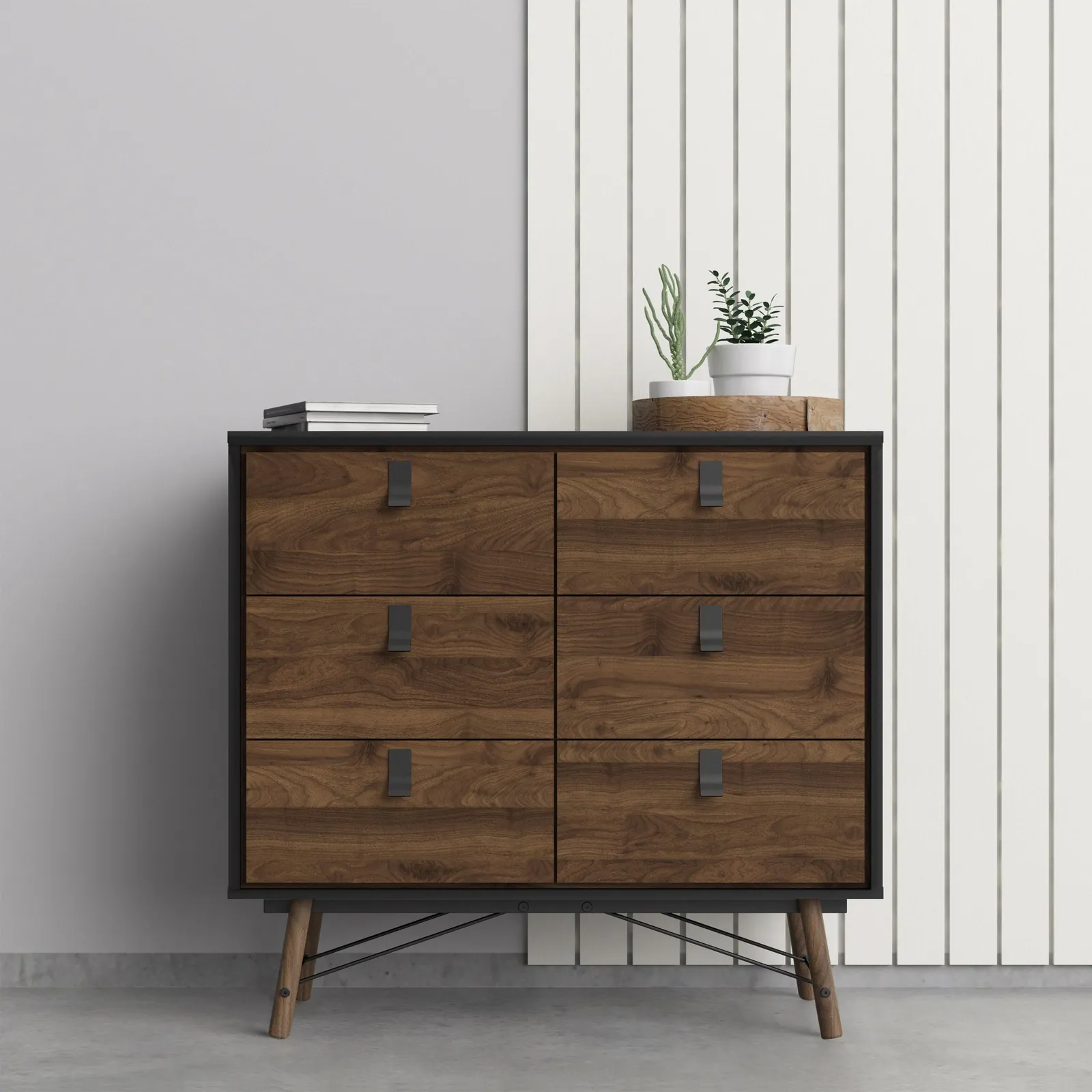 Furniture To Go Ry Double Chest of Drawers 6 Drawers in Black 6