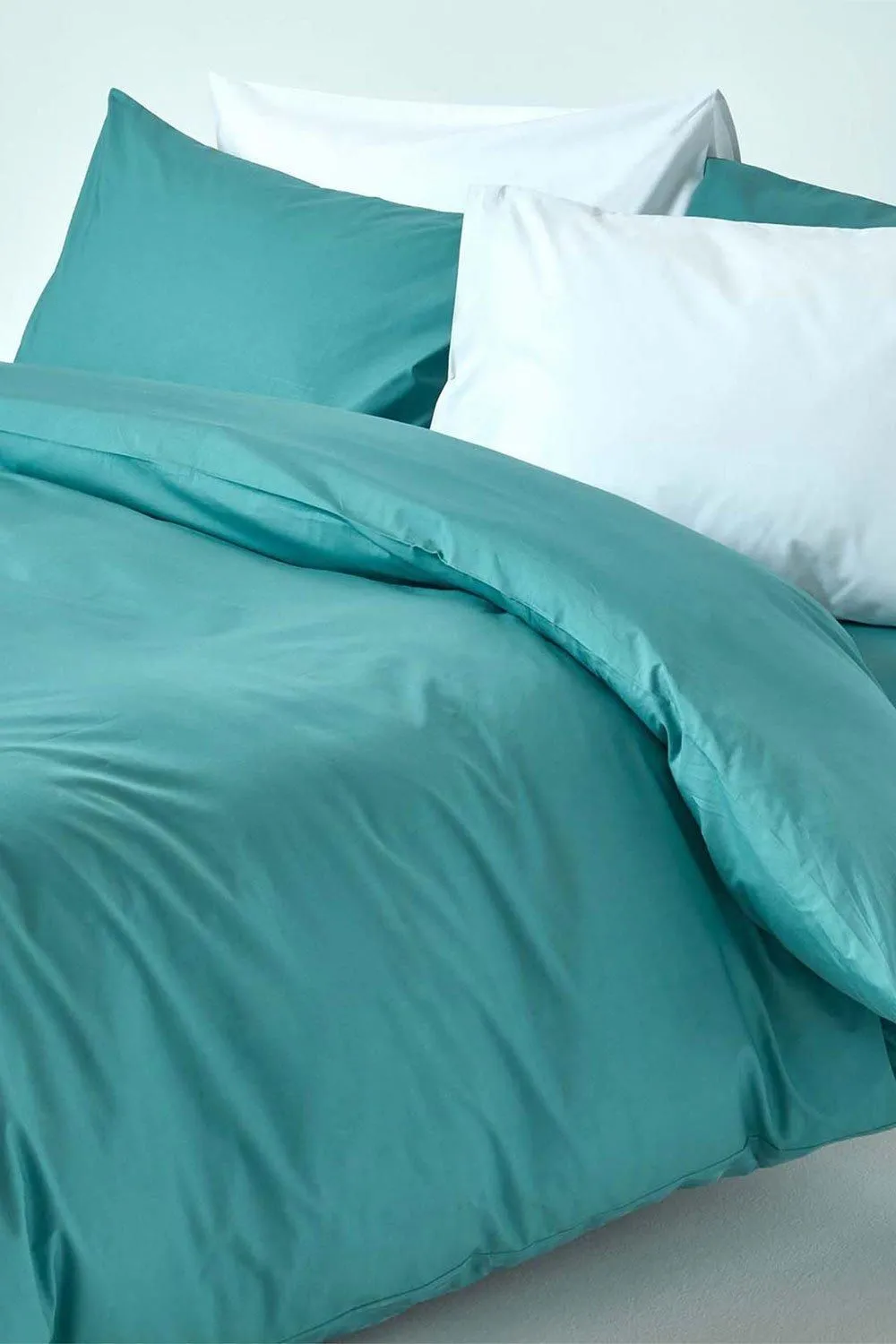 Homescapes Egyptian Cotton Duvet Cover with Pillowcase, 200 TC in Teal 5