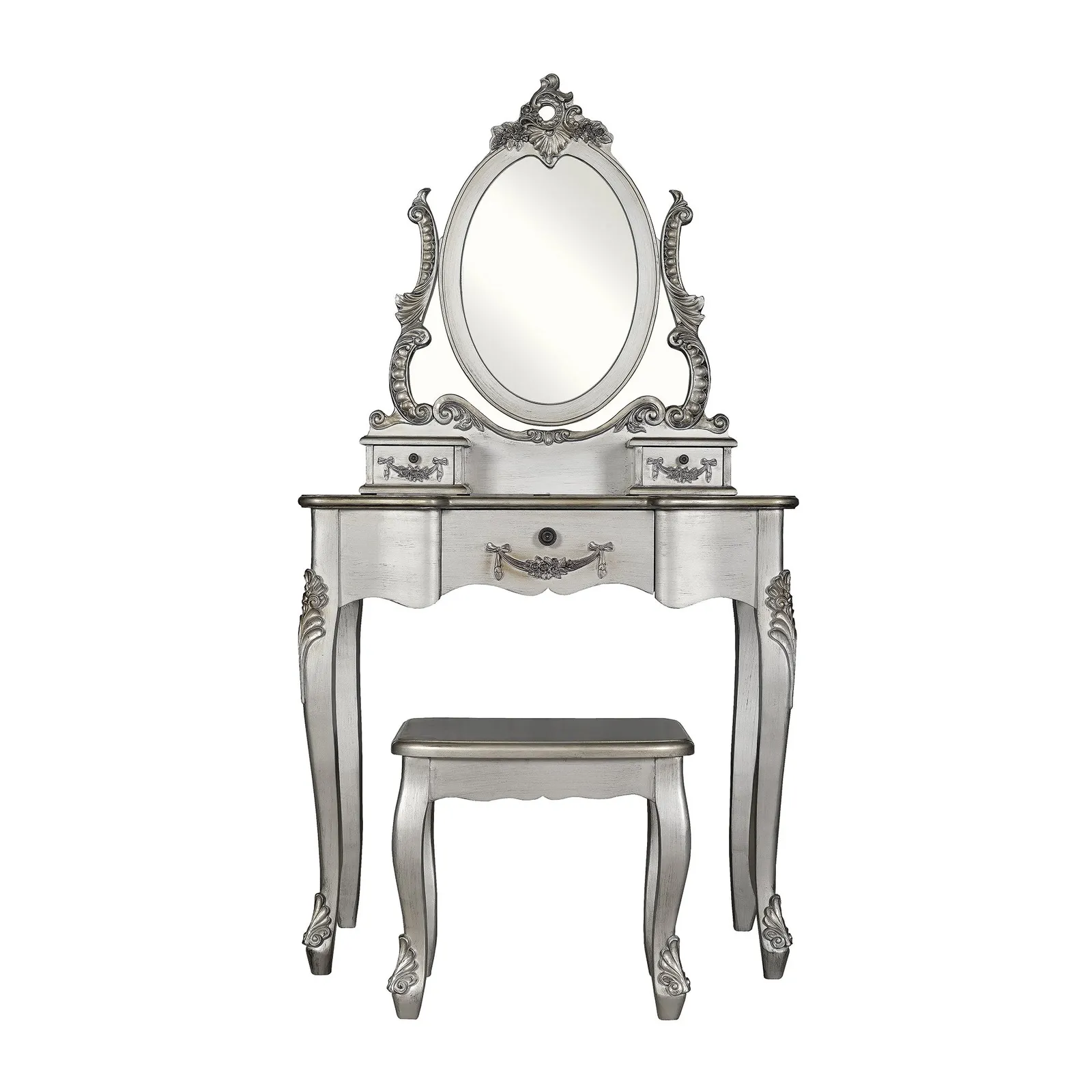 Toulouse Silver Dressing Table Set Silver