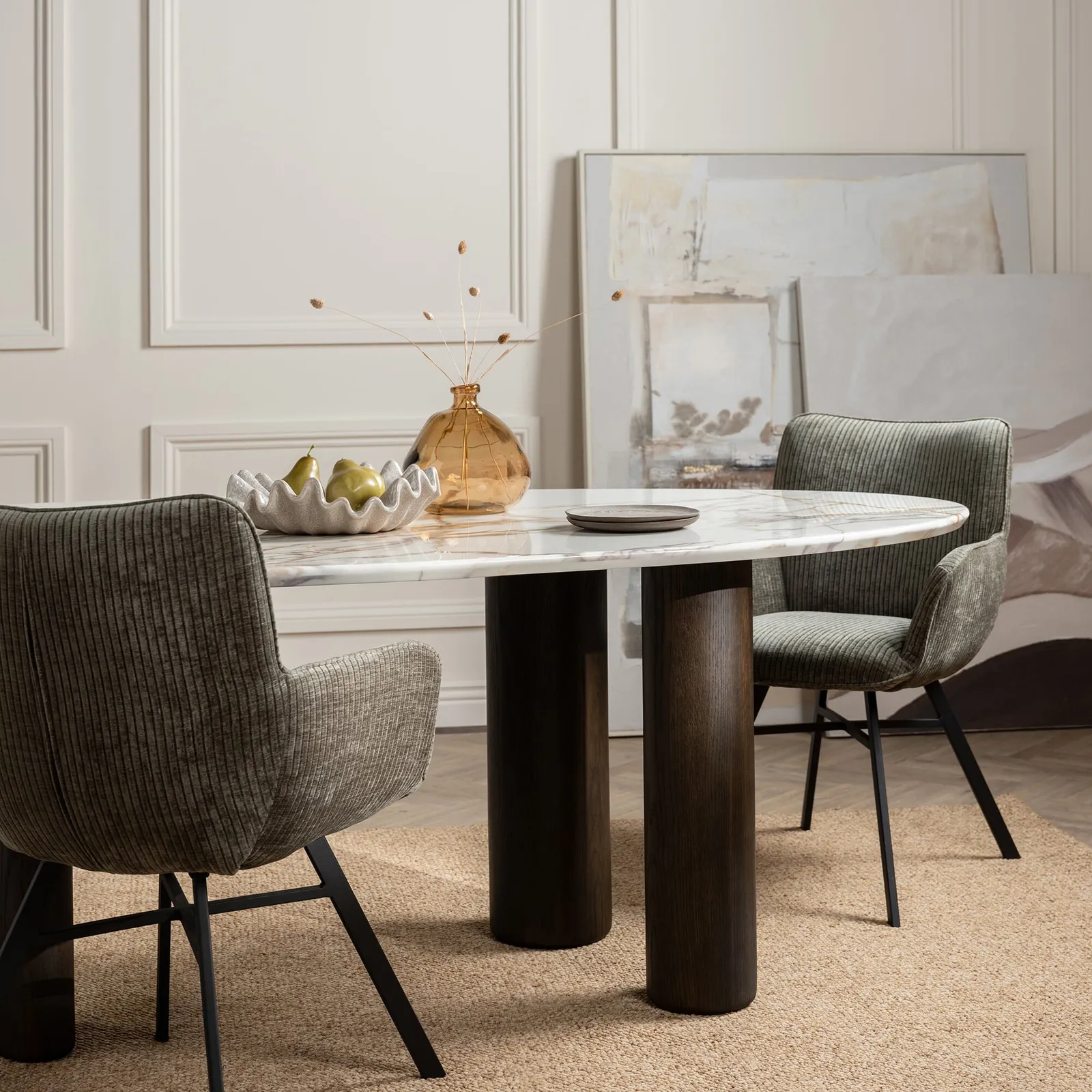 Mati Dining Chair With Arms - Matching Stitch, Green Fabric | Barker & Stonehouse 5