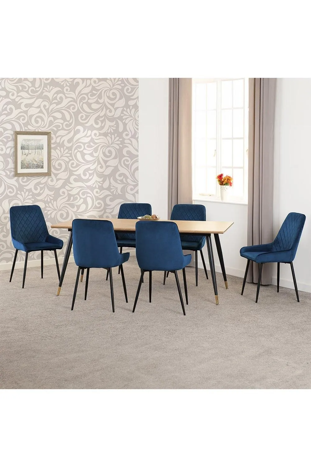 Seconique Hamilton Large Dining Set with Avery Chairs in Blue 1