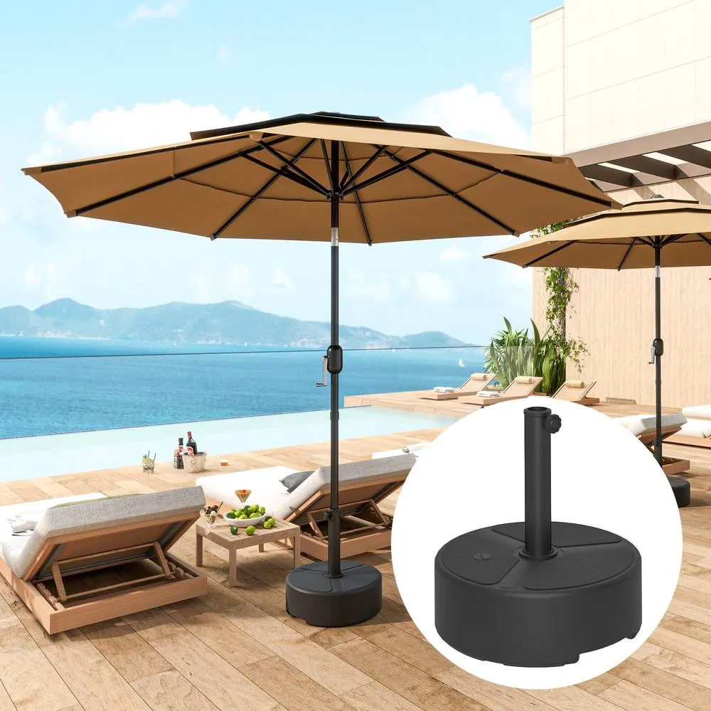 OUTSUNNY Round Garden Parasol Base, Sand/Water Filled Parasol Stand, Black