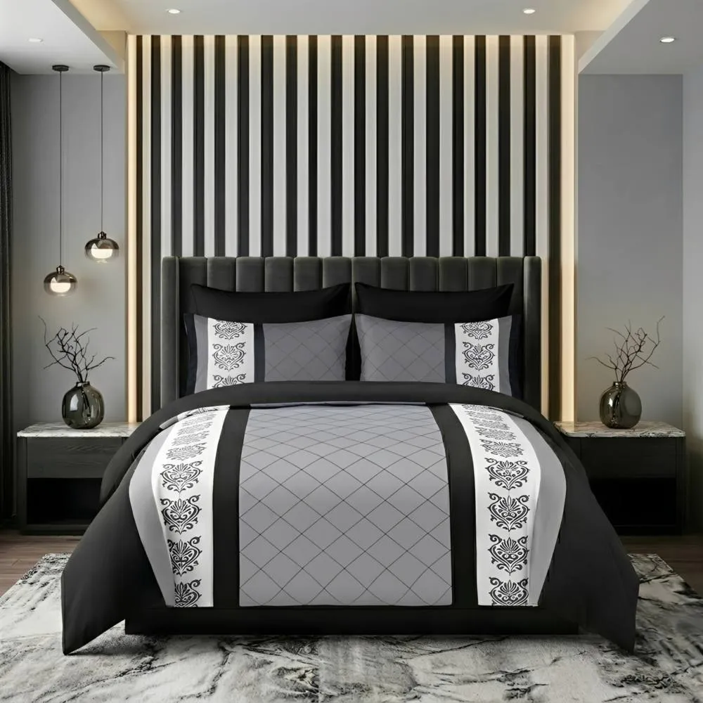 Pamposh Luxurious Duvet cover Set Reversible Bedding Sets in Grey