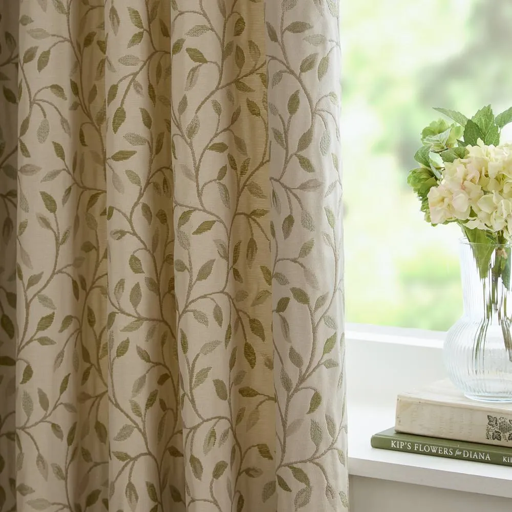 Voyage Maison Cervino Jacquard Pencil Pleat Curtain Pair in Green 5
