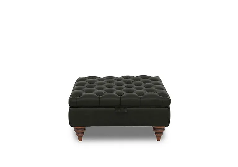 Columbus Leather Large Storage Footstool with Wooden Feet