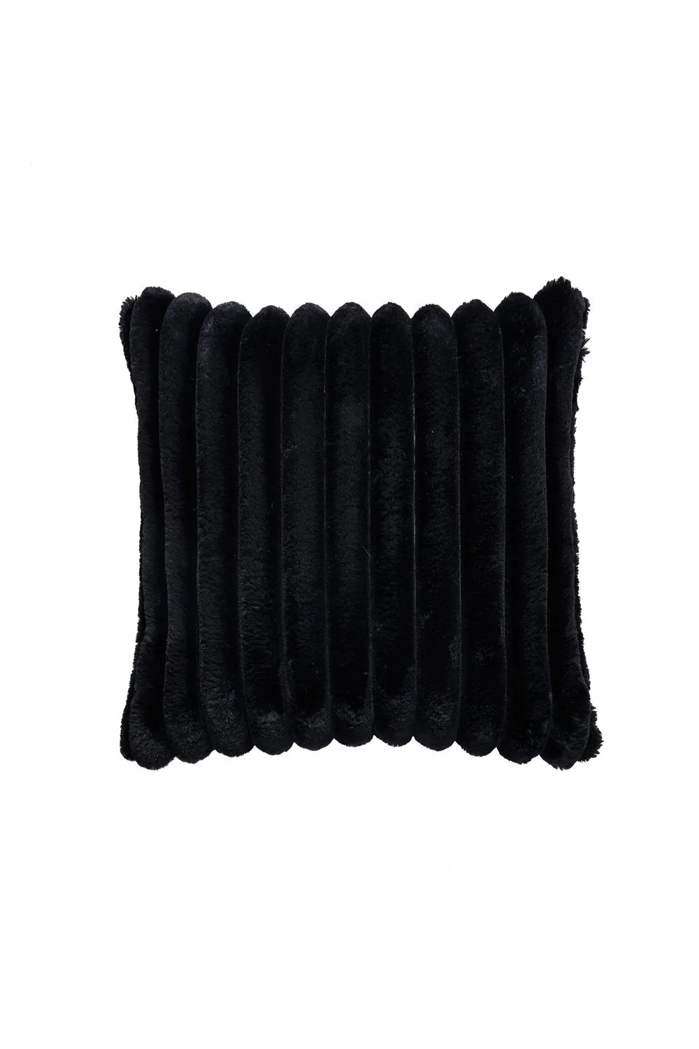 BHS Jumbo Cord with Plain Velvet Backing Cushion in Black 2